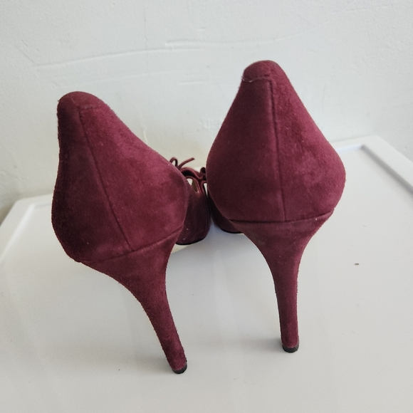 Enzo Angiolini Plum Suede Peep Toe Pumps Size 10 - Picture 4 of 5